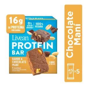 Barra de Proteína Chocolate Maní Livean – Caja 60 Unidades (45 g)